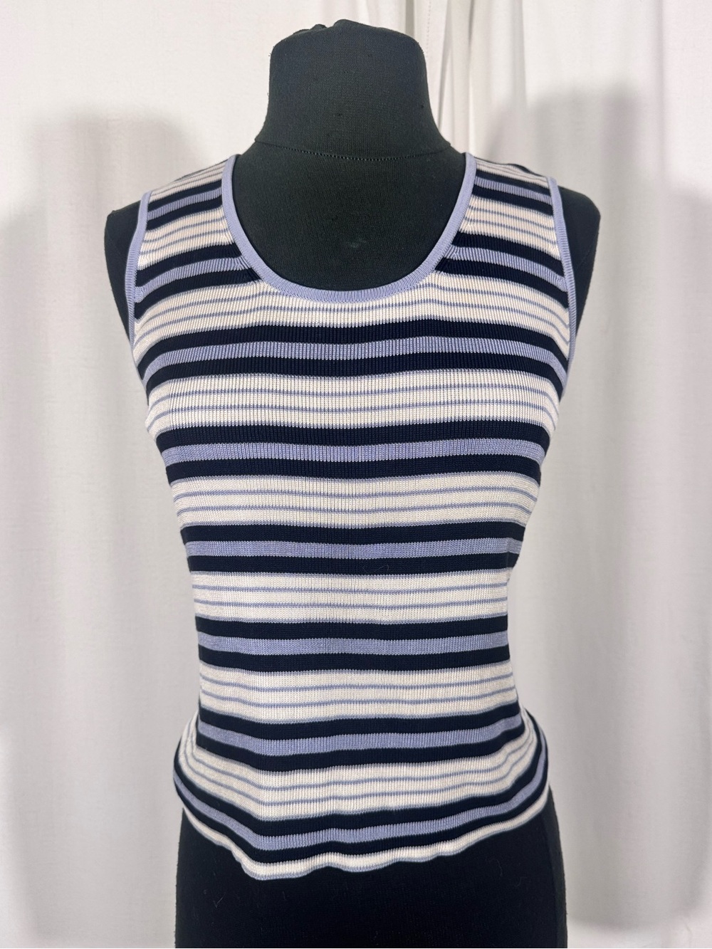 Vintage Style Blue Striped Knit Tank Top